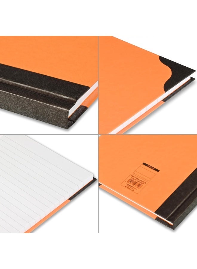 FIS® Hard Cover Notebook, A5 Size(148x210mm), 96 Sheets, Single Line Ruling with Black Spine and Corners, Packet of 5 Pieces, Neon Orange Color-FSNBA596NOR - Image 2